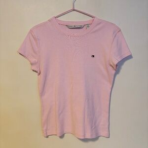 Tommy Hilfiger Cotton Short Sleeve Crew Neck T Shirt Light Pink Womens Large